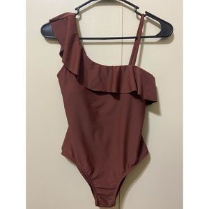 Shein: Plain Ruffle Trim One Piece Swimsuit